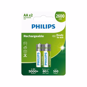 PHILIPS įkraunamų AA NiMH 2600mAh baterijų rinkinys, 2 vnt.