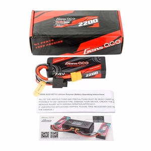Аккумулятор Lipo Gens ace G-Tech 2200 мА·ч, 7,4 В, 2S1P, 60C, GRP-76 в жестком корпусе с разъемом XT60