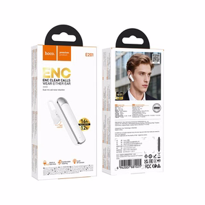 Wireless mono headset (ENC, BT 6.0, 130 mAh) Hoco E201 white