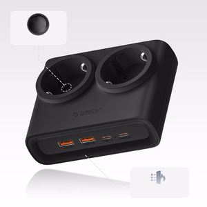Orico PDC25 25W 6in1 удлинитель 2x AC + 2x USB-A + 2x USB-C - черный