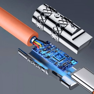 USB кабель Dudao "L24AC" (угол 180°) оранжевый Type-C 100см (до 120W)