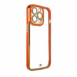 Madingas dėklas telefonui iPhone 12 Pro Max Auksinis rėmelis Gelinis dangtelis Raudonas