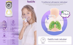 Nešiojamas tinklelinis inhaliatorius FEELLIFE Air Kids, geltonas