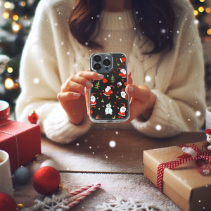 Kalėdinis skaidrus dėklas telefonui iPhone 16 Pro Dizainas 1