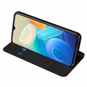 Dux Ducis Skin Pro atverčiamas piniginės tipo dėklas Vivo Y16 / Y02s – juodas