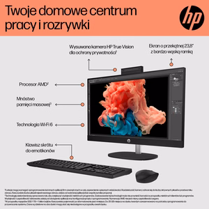 HP 24-cr0334nw AMD Ryzen™ 7 7730U 60,5 cm (23,8") 1920 × 1080 px All-in-One kompiuteris 16 GB DDR4-SDRAM 512 GB SSD Free DOS Wi-Fi 6 (802.11ax) Baltas