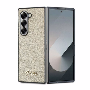 Guess 4G Blizgus Užrašas Dėklas telefonui Samsung Galaxy Z Fold 6 - Auksinė