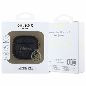 Guess GUA4G4GSMK AirPods 4 dėklas juodas 4G Charm kolekcija