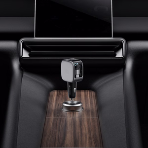 Cuktech CC903P automobilinis įkroviklis 100 W, su ekranu ir 70 cm įtraukiamu USB-C laidu – pilkas
