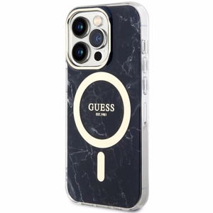 Guess GUHMP14LPCUMAK iPhone 14 Pro 6.1" juodas/juodas kietas dėklas Marble Magnetinis