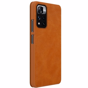 Nillkin Qin dėklas telefonui Xiaomi Redmi Note 11 Pro+ (Kinija) / Redmi Note 11 Pro (Kinija) / Mi11i HyperCharge apsauginis kameros dėklas su stovu rudas