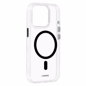 Liavec Blizgus Magnetinis Skaidrus dėklas telefonui Iphone 15 Pro Max juoda