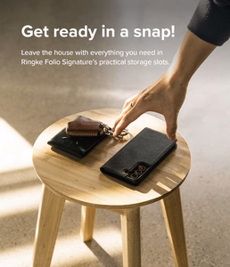 Ringke Folio Signature Flip кожаный чехол для Samsung Galaxy S22+ (S22 Plus) Чёрный
