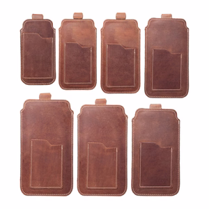 Slip-in phone case leather sleeve with pull-up Royal for iPhone 6 / 7 / 8 Crazy Horse size L brown