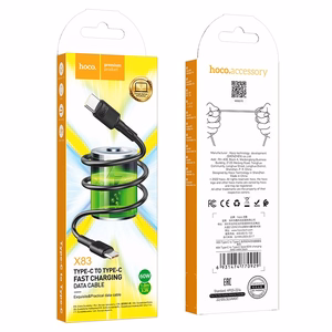 Hoco X83 60W Type-C to Type-C 1.0m juodas USB kabelis