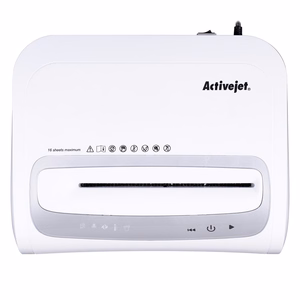 Activejet ASH-1602M dokumentų naikiklis Smulkinimas itin mažais gabalėliais 60 dB 22,8 cm Juoda, Sidabras, Balta