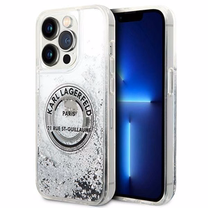 Karl Lagerfeld KLHCP14XLCRSGRS iPhone 14 Pro Max 6.7 "sidabrinis / sidabrinis kietas dėklas Skystas Blizgesys RSG