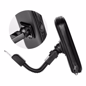 Motociklo laikiklis mobiliajam telefonui atsparus vandeniui su užtrauktuku (4,8" - 5,5") juodas