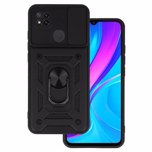 Slide Camera Armor Case Dėklas telefonui Xiaomi Redmi 9C juodas