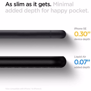 Spigen Liquid Air dėklas telefonui iPhone 7 / 8 / SE 2020 / SE 2022 - Juodas