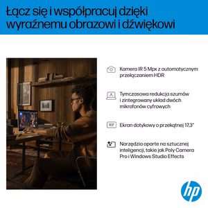 HP OmniBook 7 Next Gen AI 17-DC0073CL Copilot+ PC Intel Core Ultra 7 258V Nešiojamas kompiuteris 43.9 cm (17.3") Full HD Jutiklinis ekranas 32 GB LPDDR5x-SDRAM 1 TB SSD NVIDIA GeForce RTX 4050 Wi-Fi 6E (802.11ax) Windows 11 Home Silver New Repack/Repacked