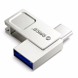 Orico U301 USB atmintinė, 64 GB, USB-A/USB-C, USB 3.2 Gen 1, sidabro spalvos