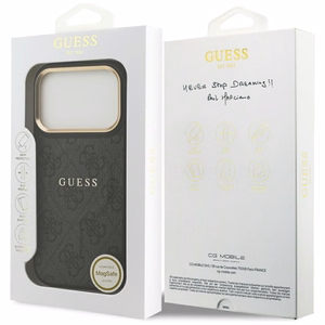 Case Guess PU Leather 4G Gold Frame MagSafe Apple iPhone 17 Pro black