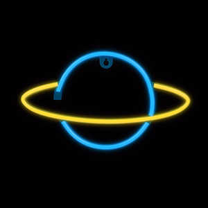 Neon LED Light SATURN geltonas mėlynas Bat + USB FLNE11 Forever Light