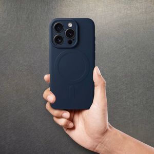 Чехол для iPhone 15 Pro Max силиконовый Mag Cover совместимый с MagSafe титановый синий