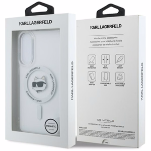 Karl Lagerfeld Button Choupette Head Printed Logo MagSafe Case for Samsung Galaxy S25 Edge - White
