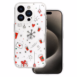 Kalėdinis skaidrus dėklas telefonui iPhone 16 Dizainas 3