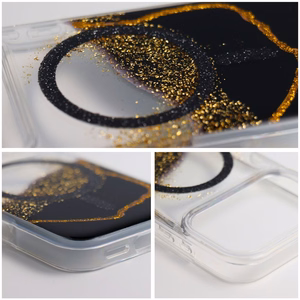 Чехол iPhone 17 Pro / 18 Pro (низкий край камеры) Golden совместимый с MagSafe черный