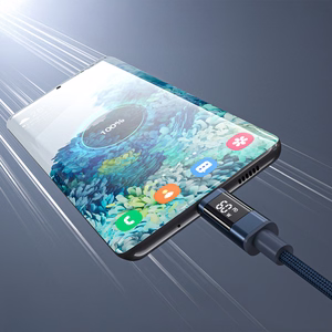 Choetech XCC-1068 PD 60W USB-C — USB-C кабель с дисплеем 1.2 m — синий