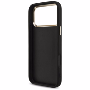 Guess PU Leather 4G Metal Logo Gold Frame case for Apple iPhone 18 Pro Max, Black