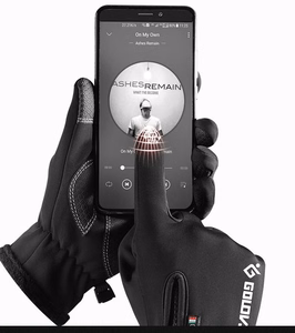Зимние спортивные перчатки для смартфона - утепленные черные