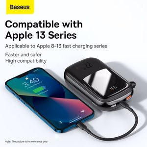 Baseus Qpow Pro 20000mAh išorinė baterija, USB + USB-C, PD 22,5W, su USB-C laidu (PPQD060301), juoda