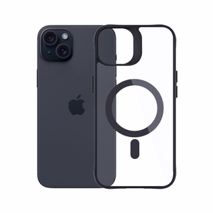 Чехол 3mk Satin Armor MagCase с MagSafe для iPhone 15 - прозрачный с чёрной рамкой