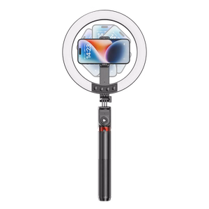 Blavec Selfie žiedo lempa Aluminium Aura LED RGB žiedas P-50 25cm trikojis + nuotolinio valdymo pultas + 2,3 metrai (RLP50-TRB23) juoda