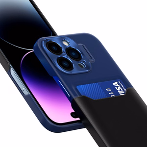 Odinės stovėjimo dėklas Samsung Galaxy S23 Ultra dangtelis kortelių piniginė su stovu mėlyna