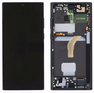 LCD ekranas Samsung S908 S22 Ultra su lietimo ekranu ir rėmeliu Graphite/Sky Blue/Red originalus (paslaugų paketas)