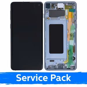 LCD Display Compatible With Samsung G973 S10 With Frame / Prism Blue / (Service Pack)