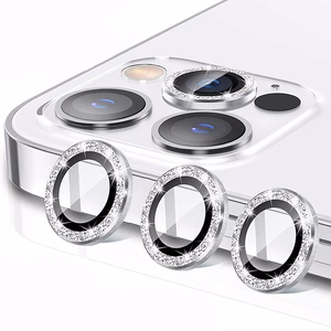 Закалённое стекло Hard Diamond для камеры (объектива) для Iphone 13 Pro/13 Pro Max серебряный (3 шт.)