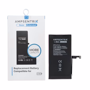 AmpSentrix Basic baterija iPhone 15 (didelės talpos 3600 mAh)