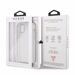 Guess GUHCN65PCGLSI iPhone 11 Pro Max серебряный/серебряный жёсткий чехол Glitter
