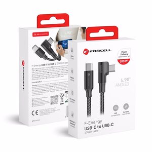 Кабель USB C - USB C Forcell F-Energy QC4.0 PD 5A 100W Cafule 90° 2 m CC-1Deg черный