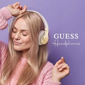 Guess belaidžios ausinės GUBH604GEMP rožinės (f) 4G PU oda su rašytiniu metaliniu logotipu