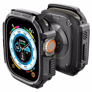Spigen Rugged Armor dėklas, skirtas Apple Watch Ultra 49 mm, matinis juodas