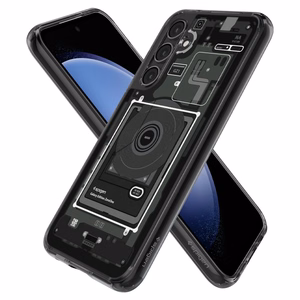 Spigen Ultra Hybrid dėklas telefonui Samsung Galaxy S23 FE - tamsiai pilka (Zero One raštas)