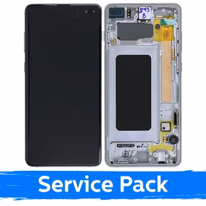 LCD ekranas suderinamas su Samsung G975 S10 Plus su rėmeliu / Prism White / (Service Pack)