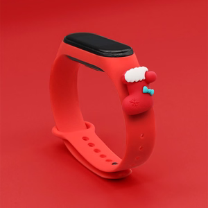 Ремешок Xmas для Xiaomi Mi Band 3 / 4 рождественский силиконовый браслет с носком - красный